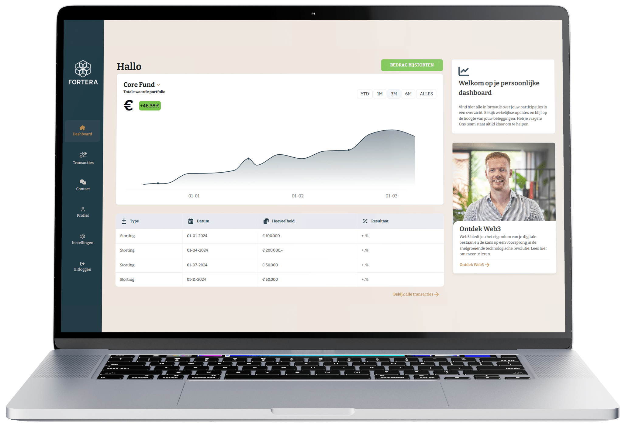 fortera portaal mockup